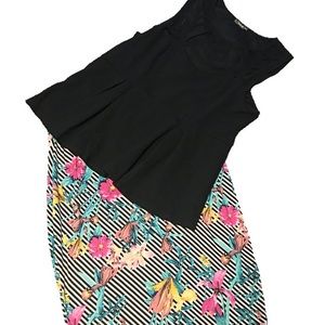 Floral Striped Manhattan Pencil Skirt - NWT